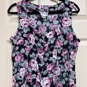 Rampage Pink and Gray Floral Tank Top